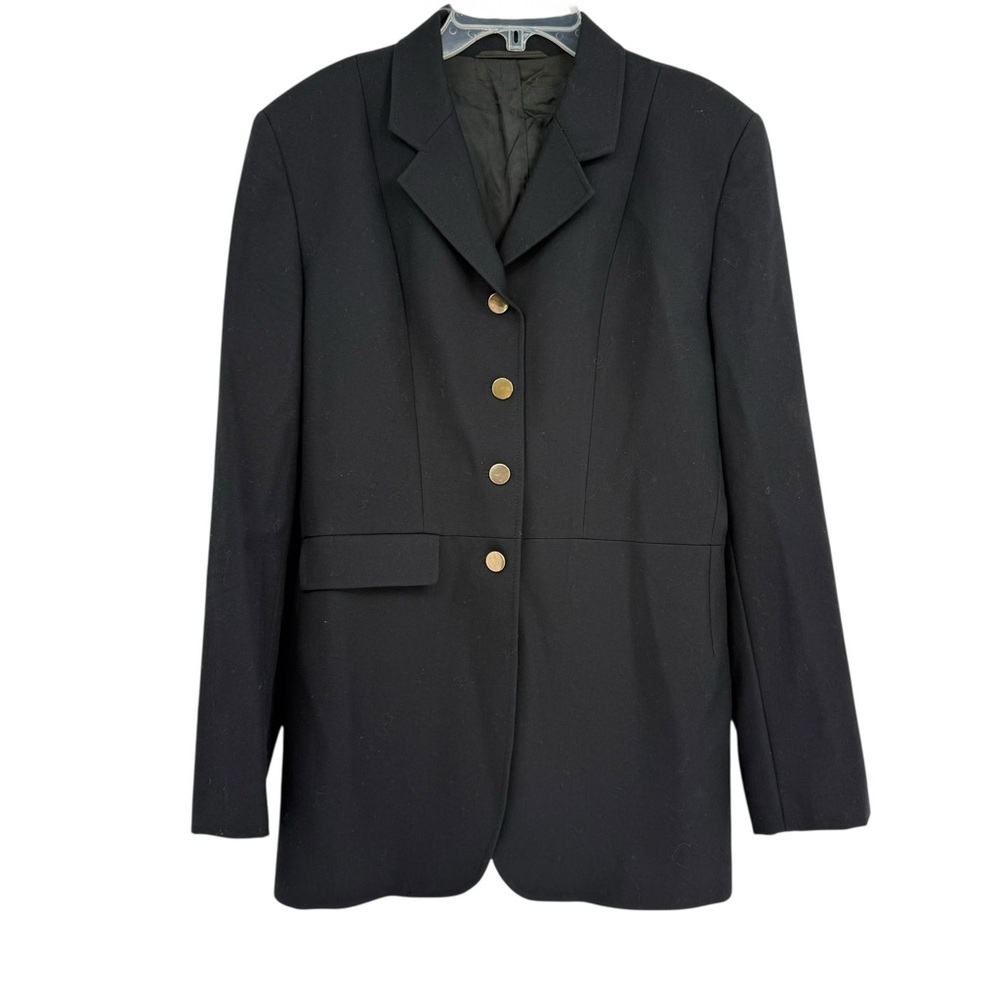 Beaufort Wool Riding Coat Women’s Size 16 L Gold Buttons Back Vent Lined